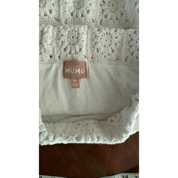 Show Me Your Mumu White Crochet Mini Skirt Size M Lined - Picture 2 of 11